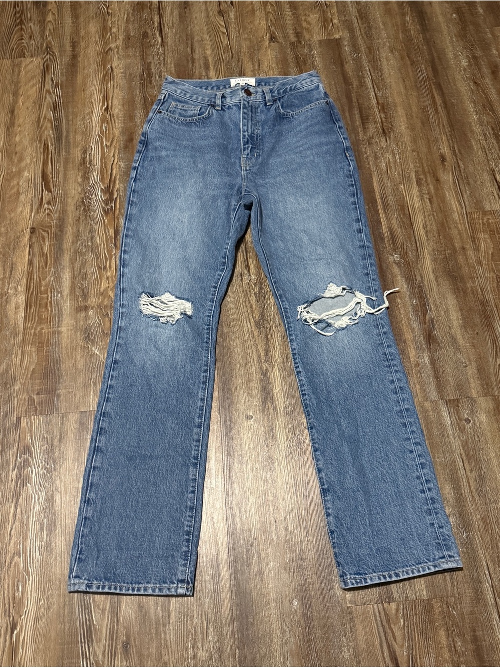 La Ligne Straight Leg Jeans Women's 27 Distressed High Rise Designer Denim